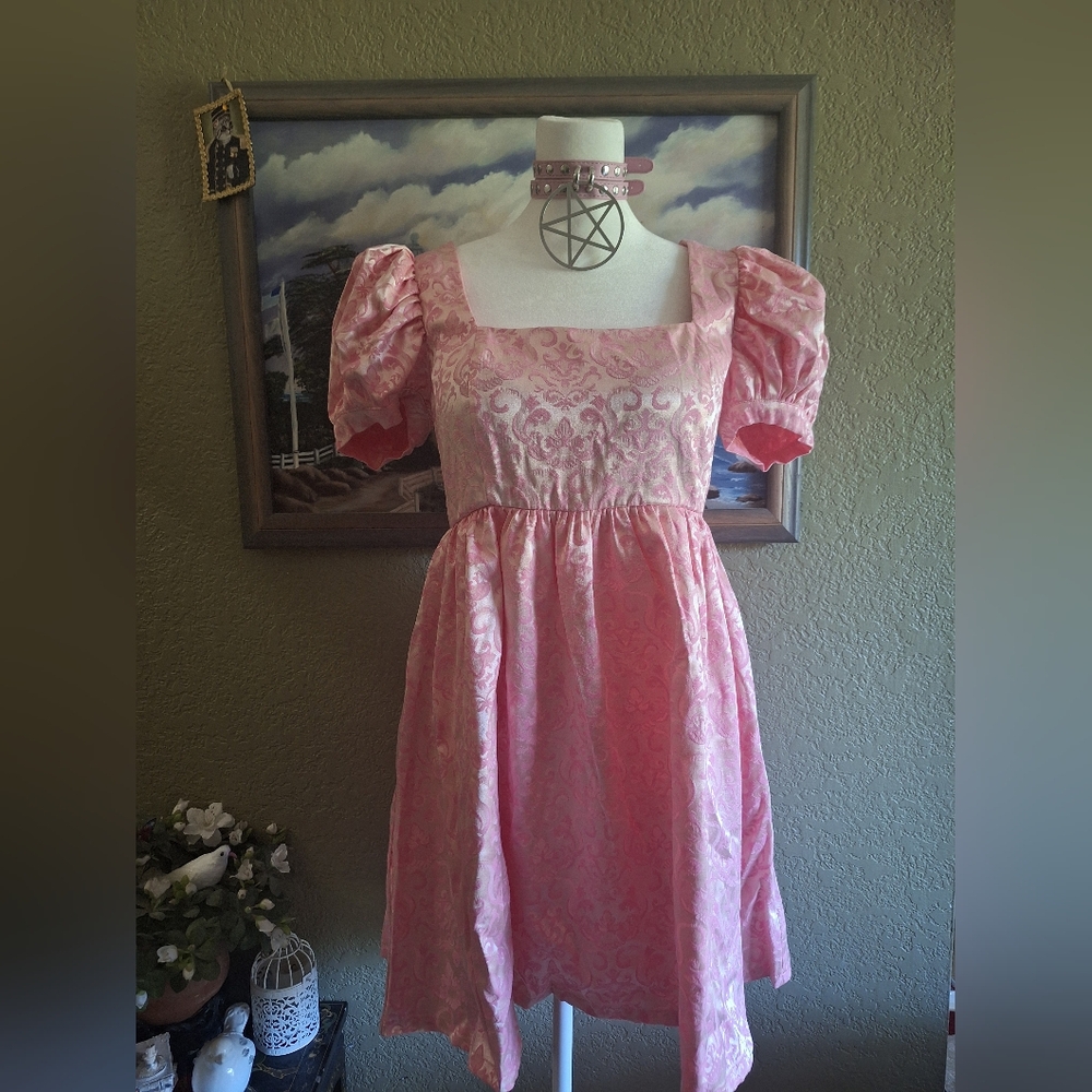Sugar Thrillz Pink Brocade Mini Dress